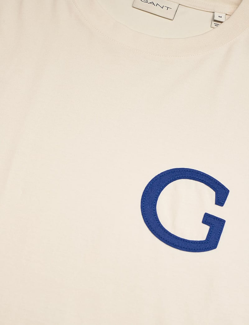 Gant - G BADGE SS TSHIRT - kurzärmelig - cream - 5