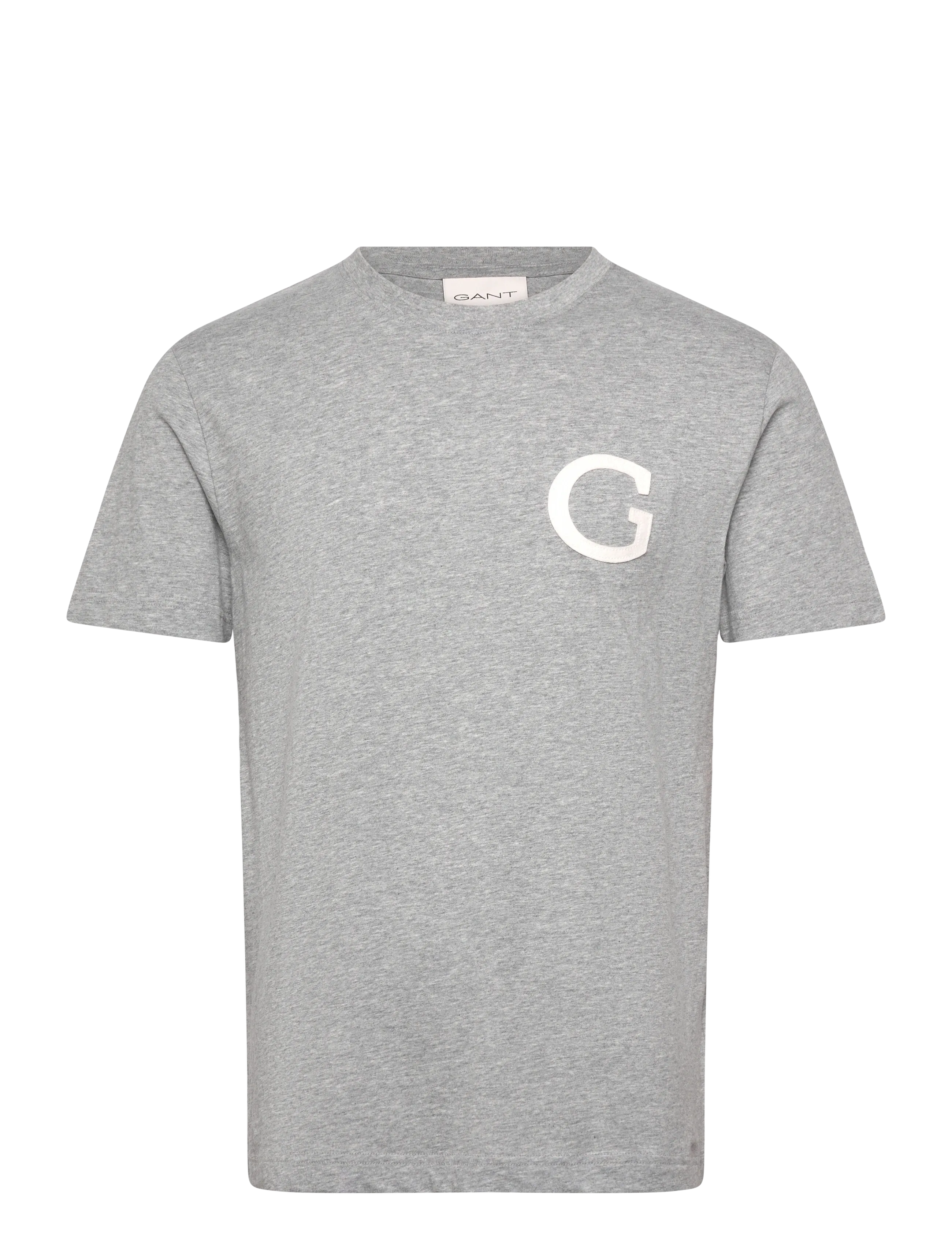 Gant - G BADGE SS TSHIRT - lühikeste varrukatega t-särgid - grey melange - 1