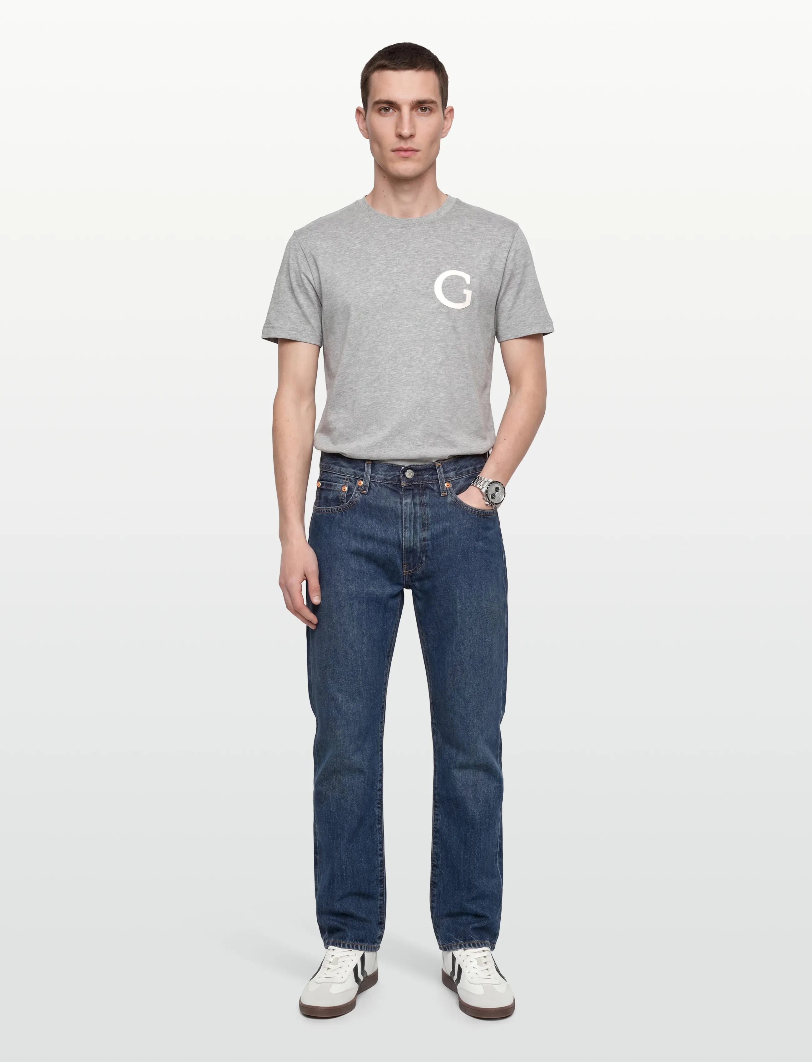 GANT G BADGE SS TSHIRT - T-shirts - GREY MELANGE / grey