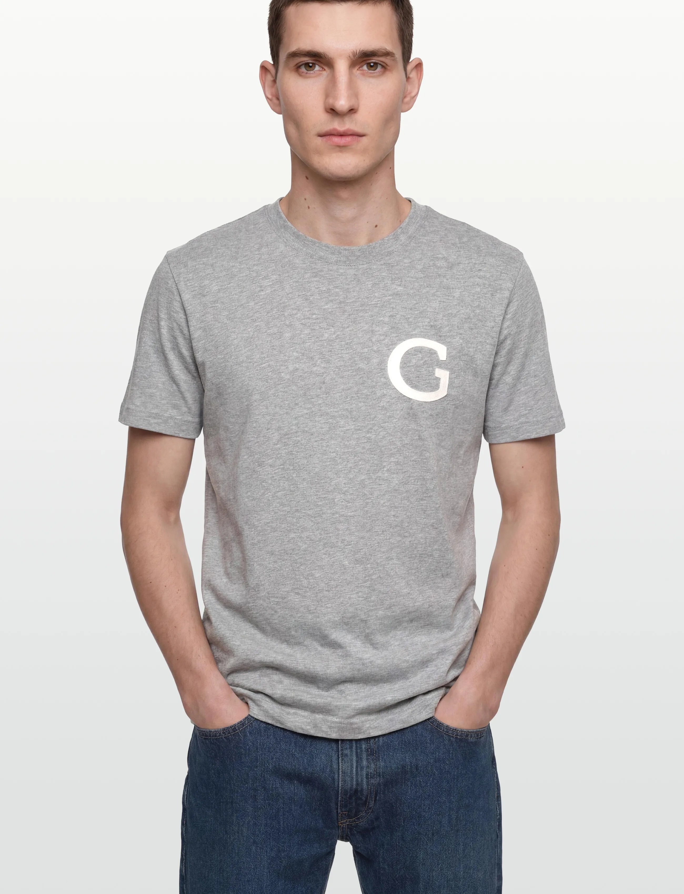 Gant - G BADGE SS TSHIRT - lühikeste varrukatega t-särgid - grey melange - 3