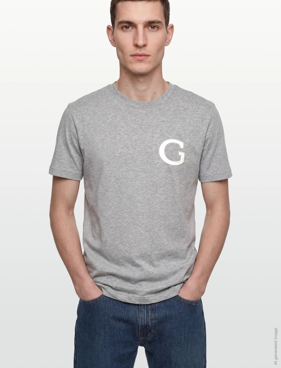 Gant - G BADGE SS TSHIRT - lühikeste varrukatega t-särgid - grey melange - 3