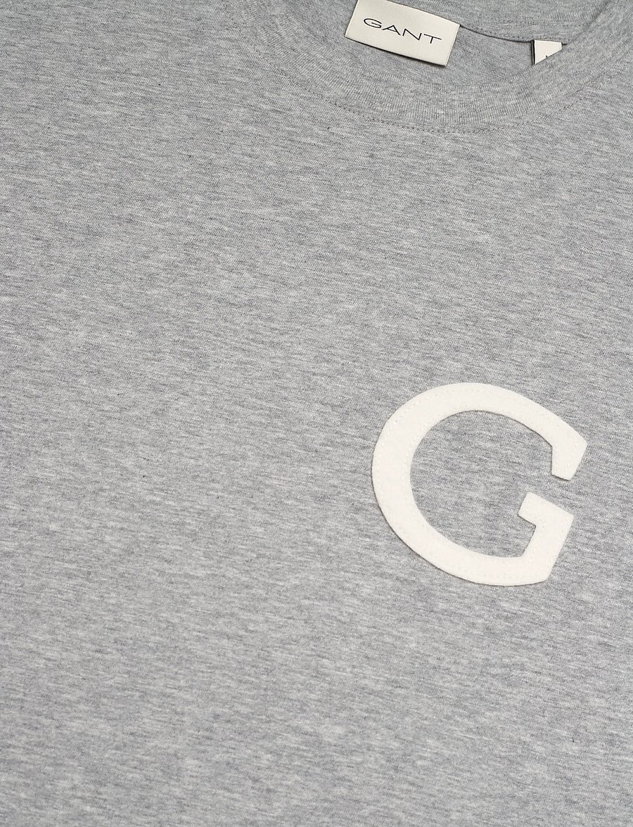 Gant - G BADGE SS TSHIRT - lühikeste varrukatega t-särgid - grey melange - 5