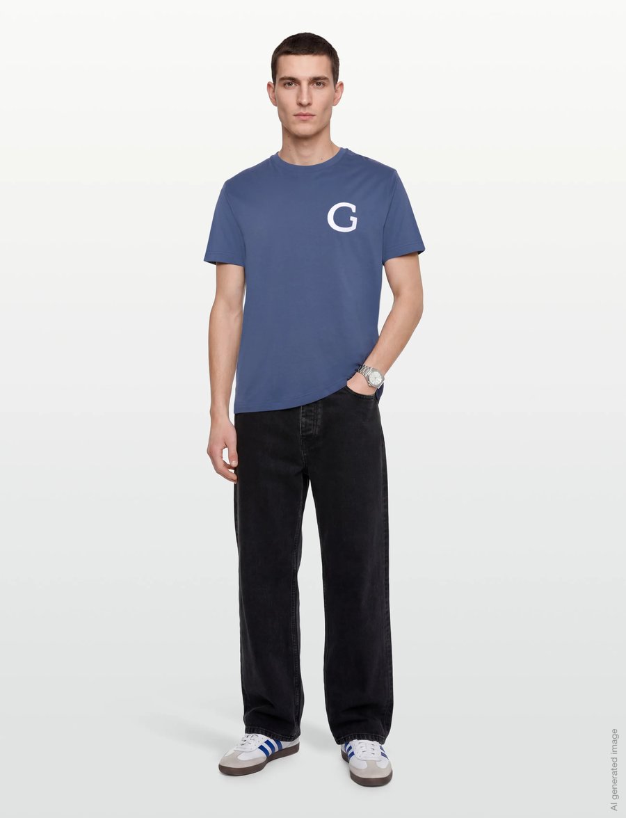 Gant - G BADGE SS TSHIRT - kurzärmelig - vintage blue - 0
