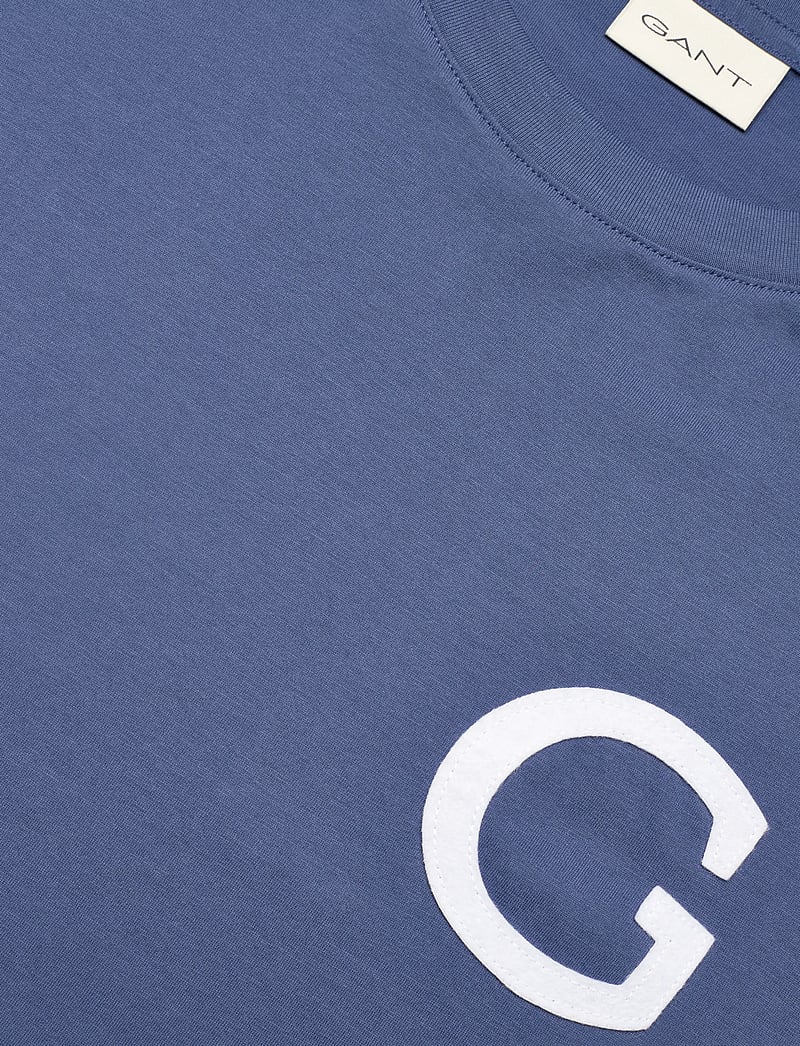 Gant - G BADGE SS TSHIRT - lühikeste varrukatega t-särgid - vintage blue - 5