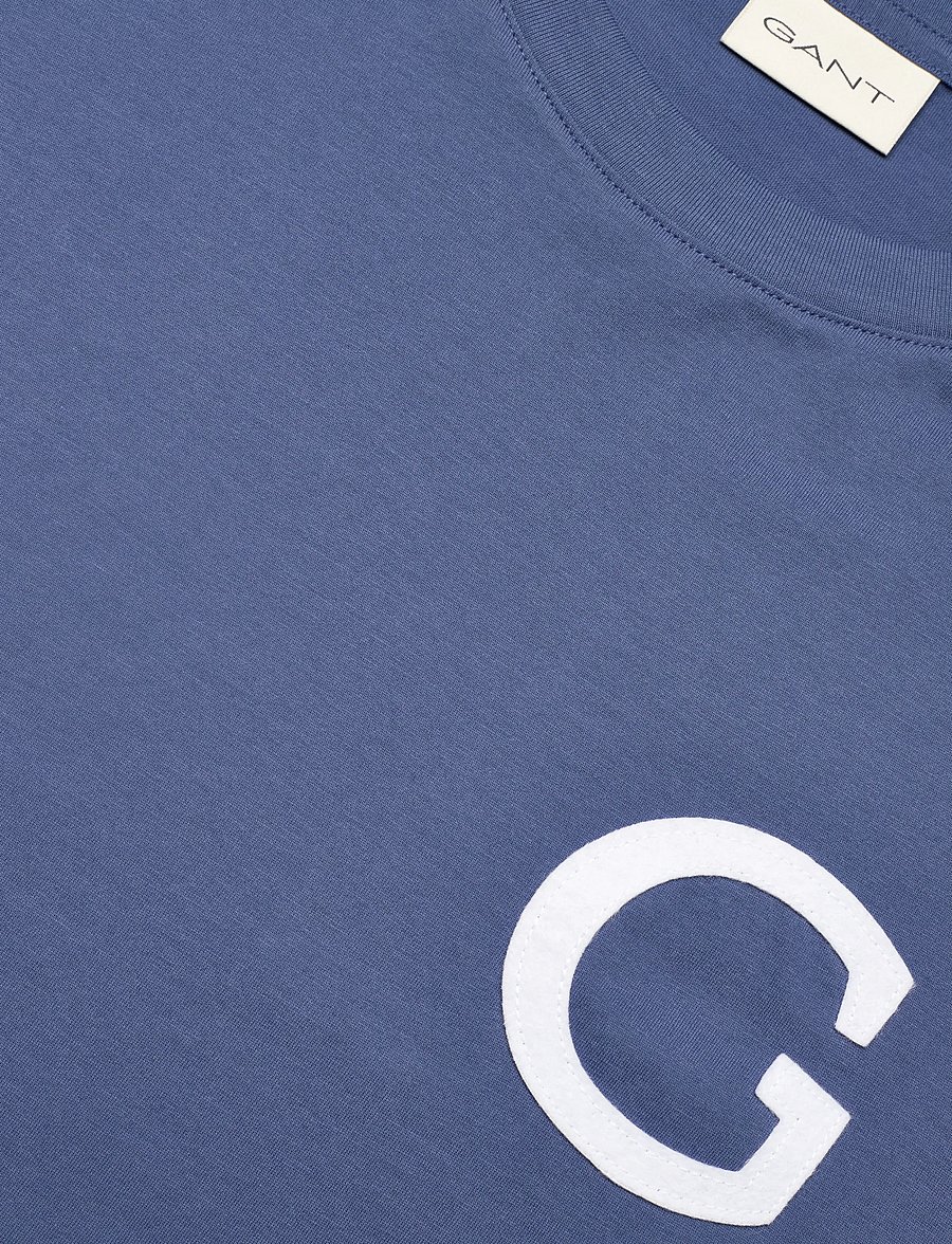 Gant - G BADGE SS TSHIRT - kurzärmelig - vintage blue - 5