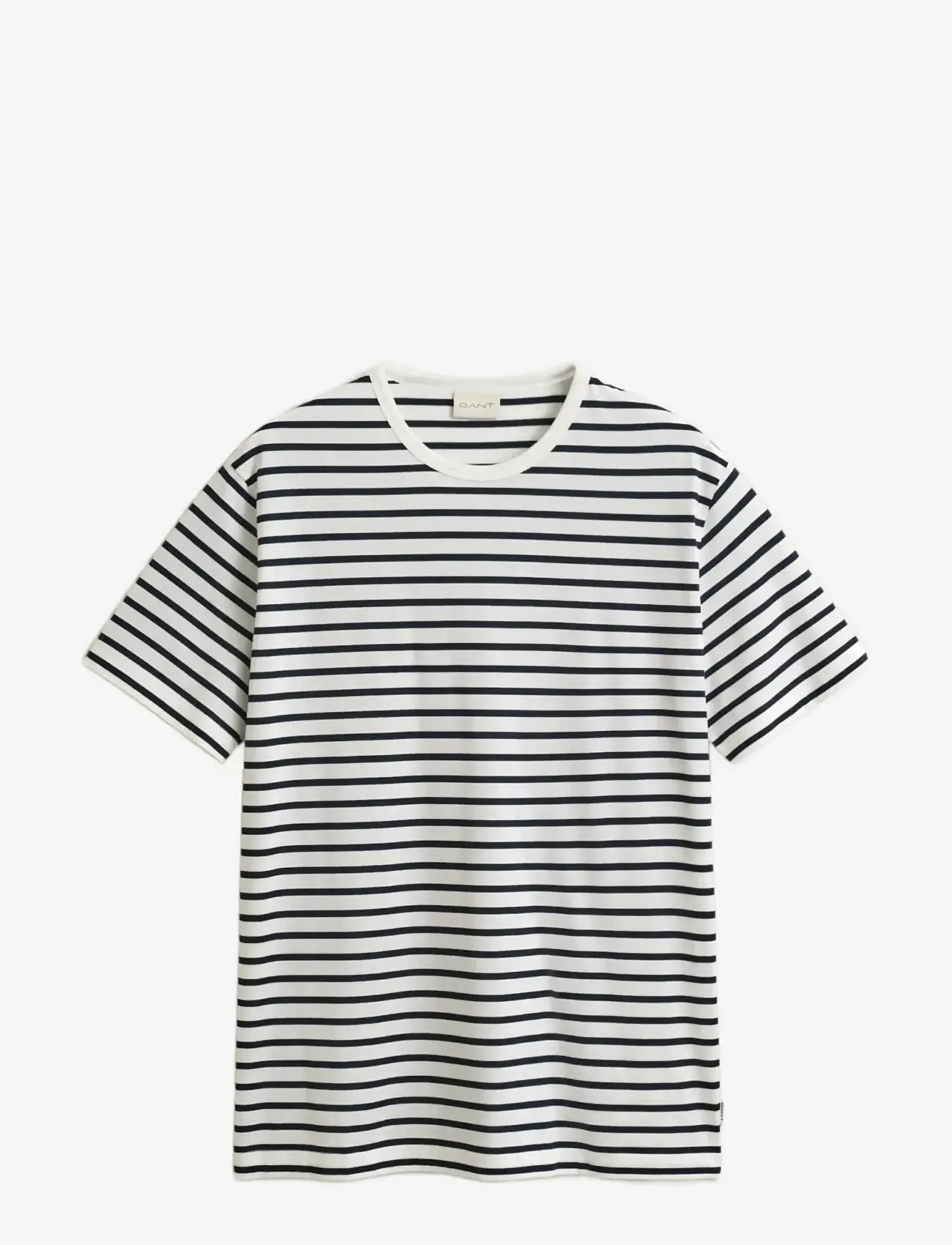 Gant - PIMA STRIPE SS TSHIRT - kortærmede t-shirts - eggshell - 1