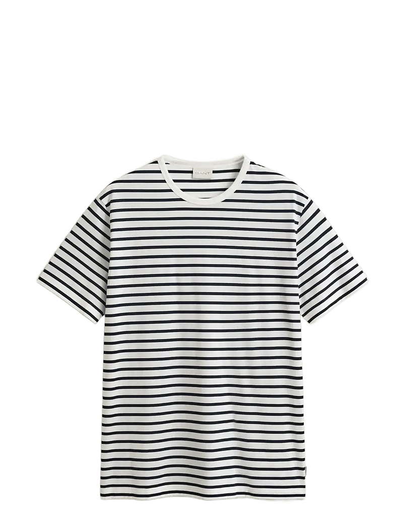 Gant - PIMA STRIPE SS TSHIRT - kortærmede t-shirts - eggshell - 1