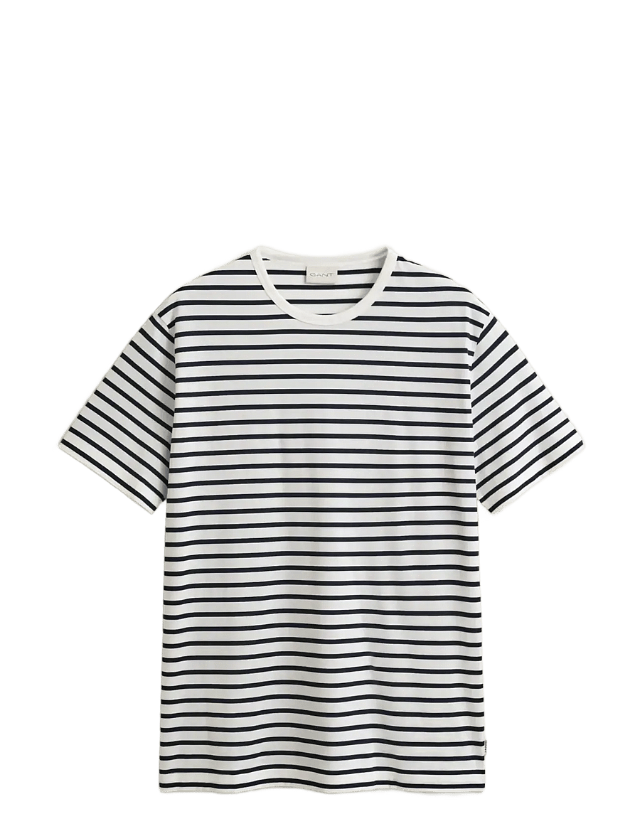 Gant - PIMA STRIPE SS TSHIRT - lyhythihaiset - eggshell - 1