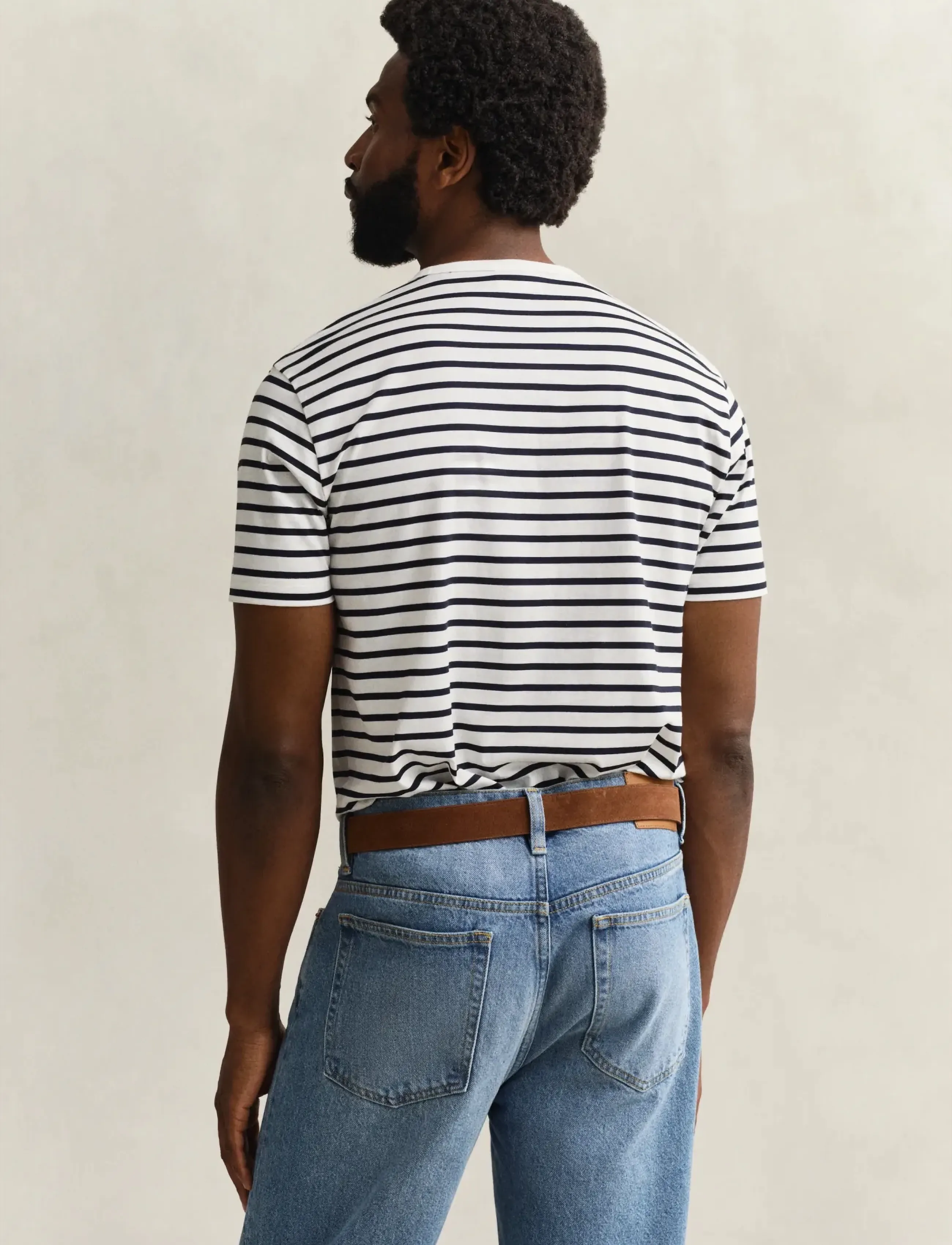 Gant - PIMA STRIPE SS TSHIRT - kortærmede t-shirts - eggshell - 2
