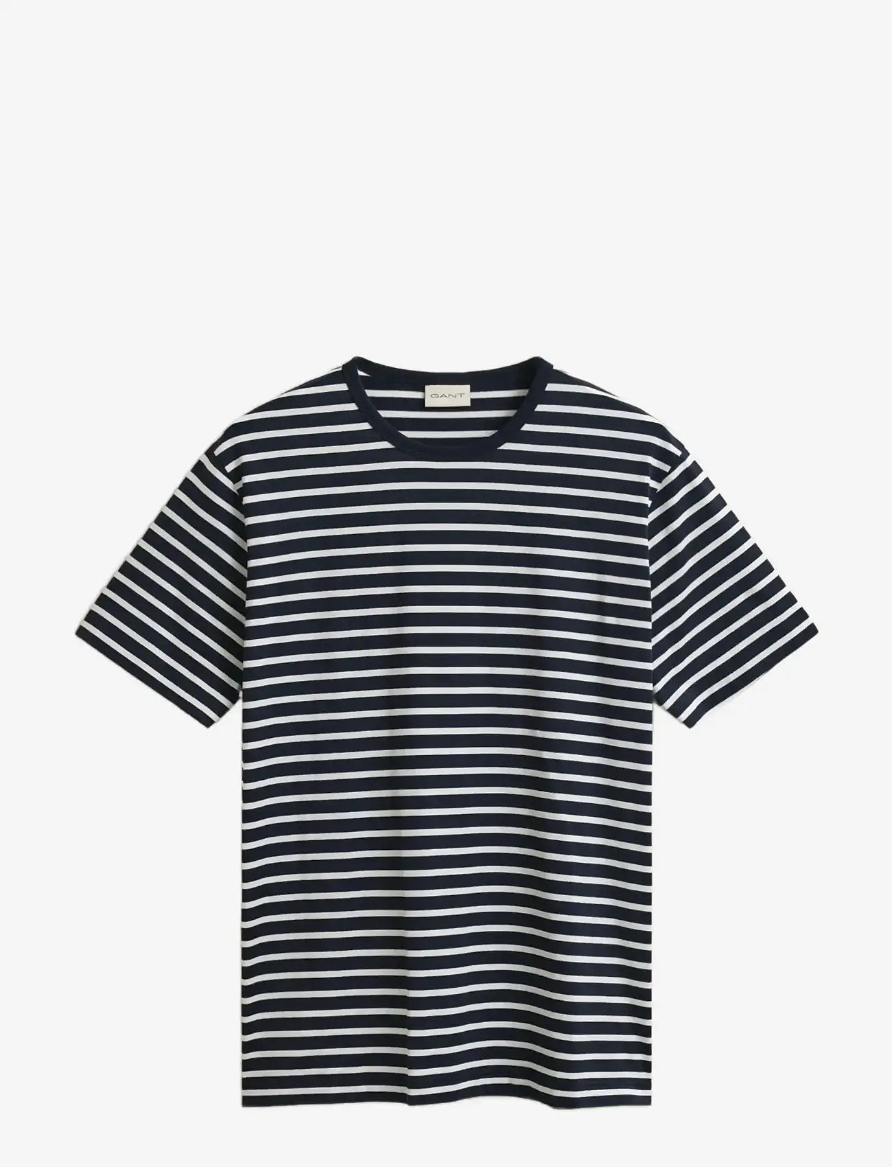 GANT - PIMA STRIPE SS TSHIRT - marškinėliai trumpomis rankovėmis - evening blue - 1