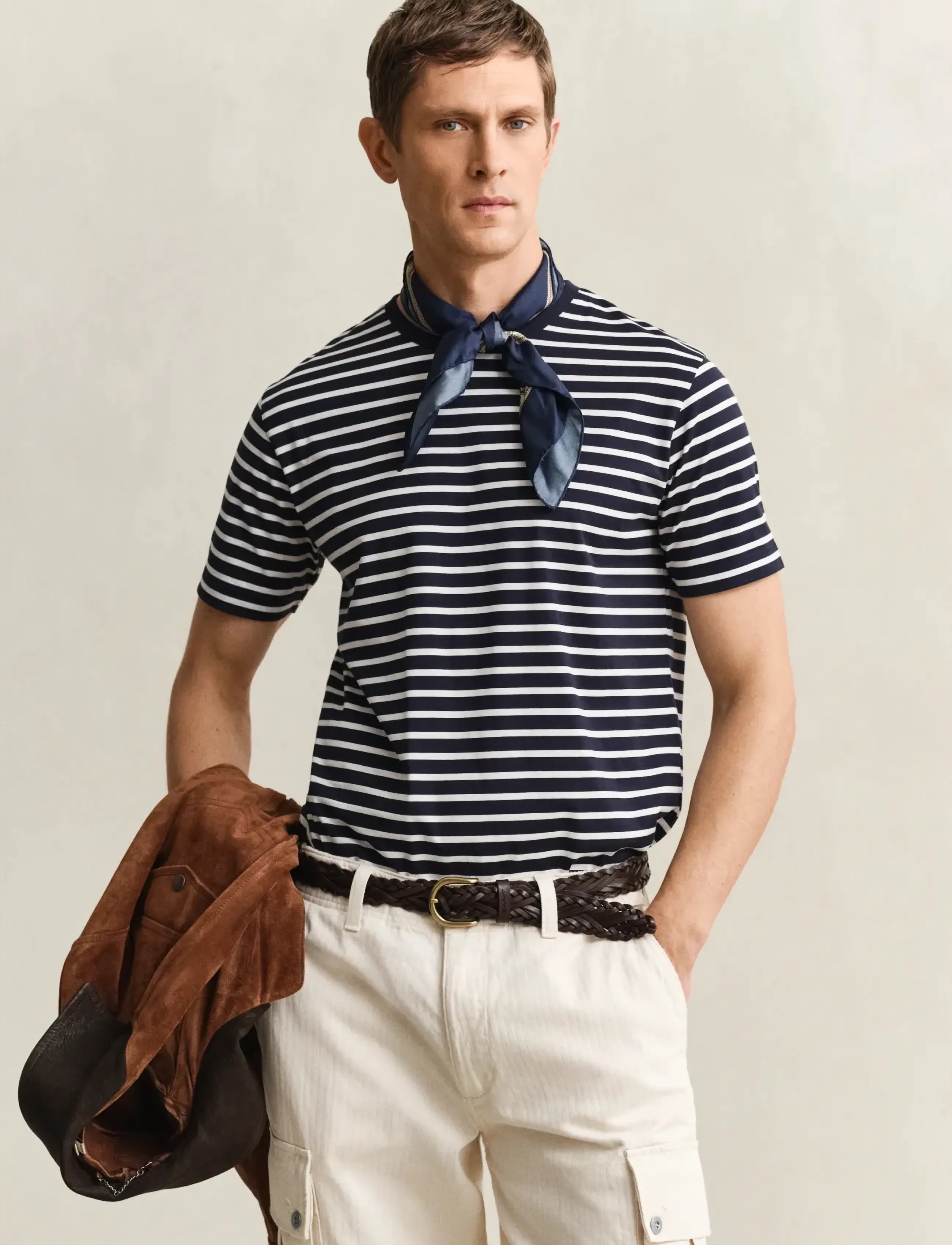 GANT PIMA STRIPE SS TSHIRT - T-krekli ar īsām piedurknēm - EVENING BLUE / navy
