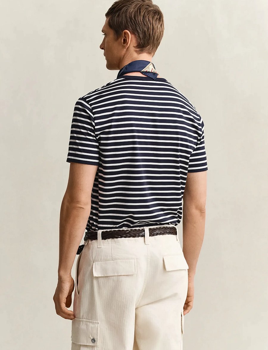 Gant - PIMA STRIPE SS TSHIRT - t-krekli ar īsām piedurknēm - evening blue - 2