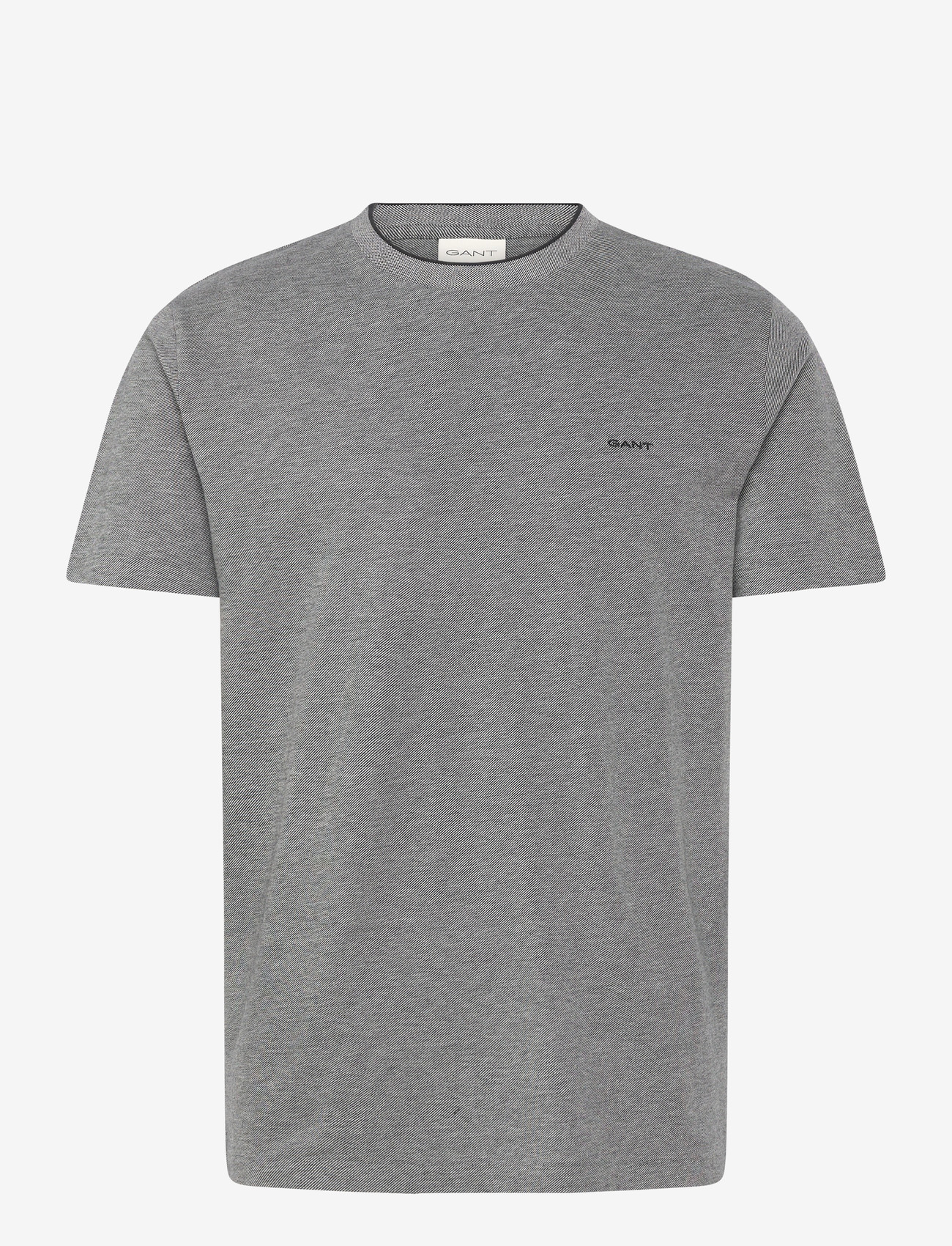 Gant - 2 TONE PIQUE SS TSHIRT - kortærmede t-shirts - black - 1