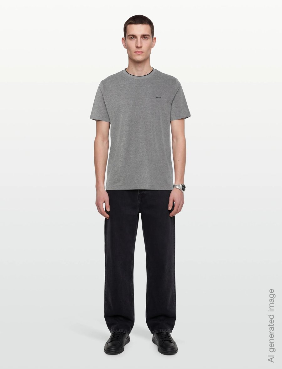 Gant - 2 TONE PIQUE SS TSHIRT - kurzärmelige t-shirts - black - 0