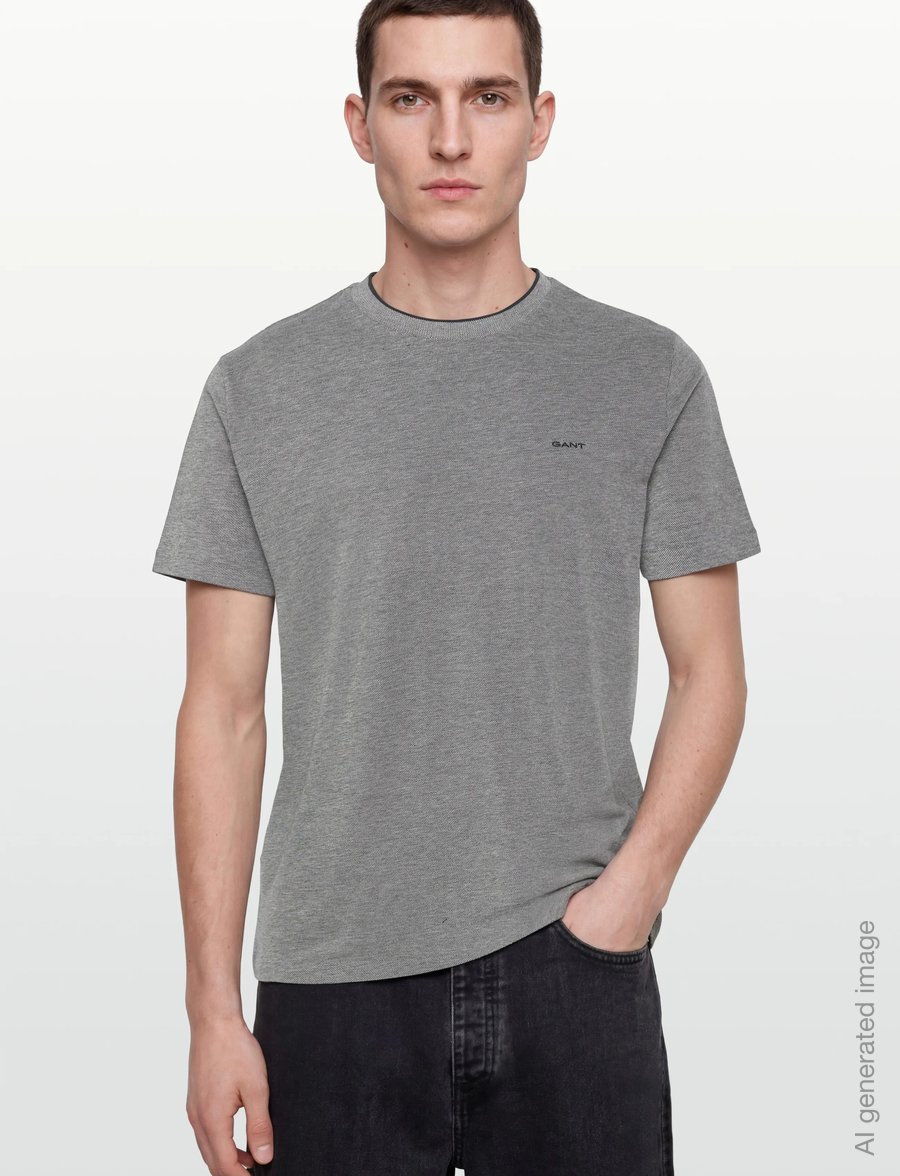 Gant - 2 TONE PIQUE SS TSHIRT - kurzärmelige t-shirts - black - 3