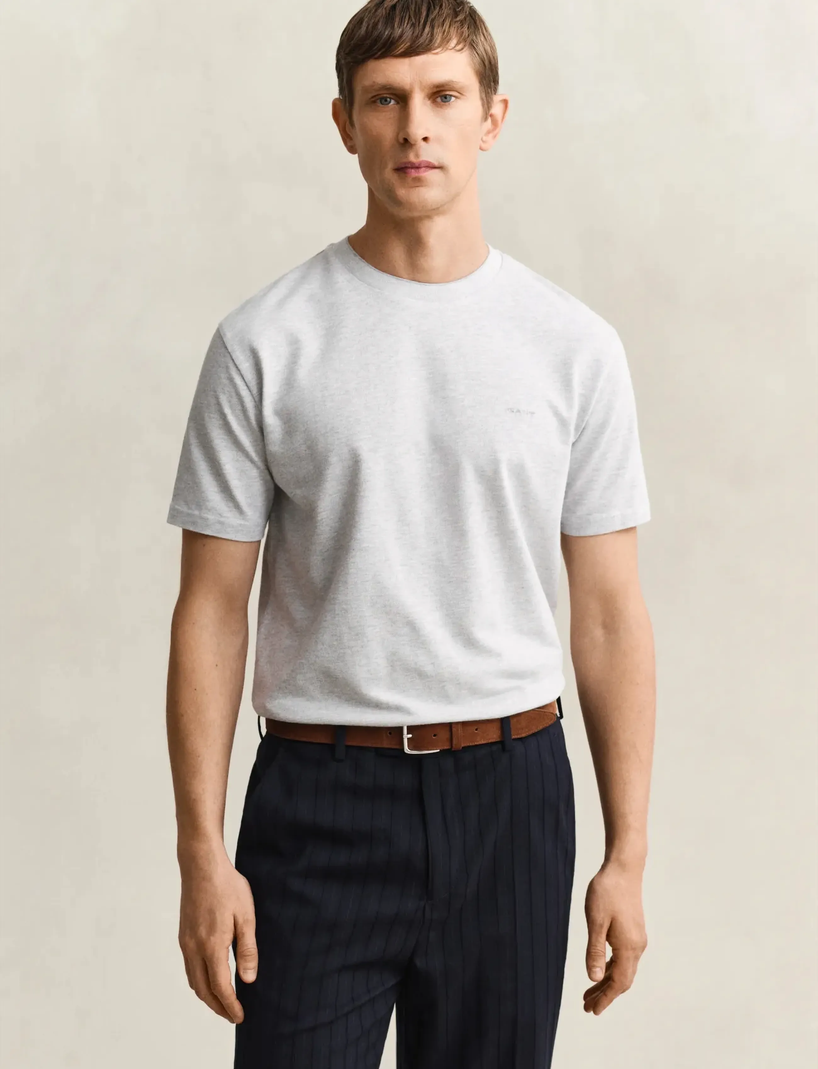 GANT 2 TONE PIQUE SS TSHIRT - T-Shirts - GREY MELANGE / grey