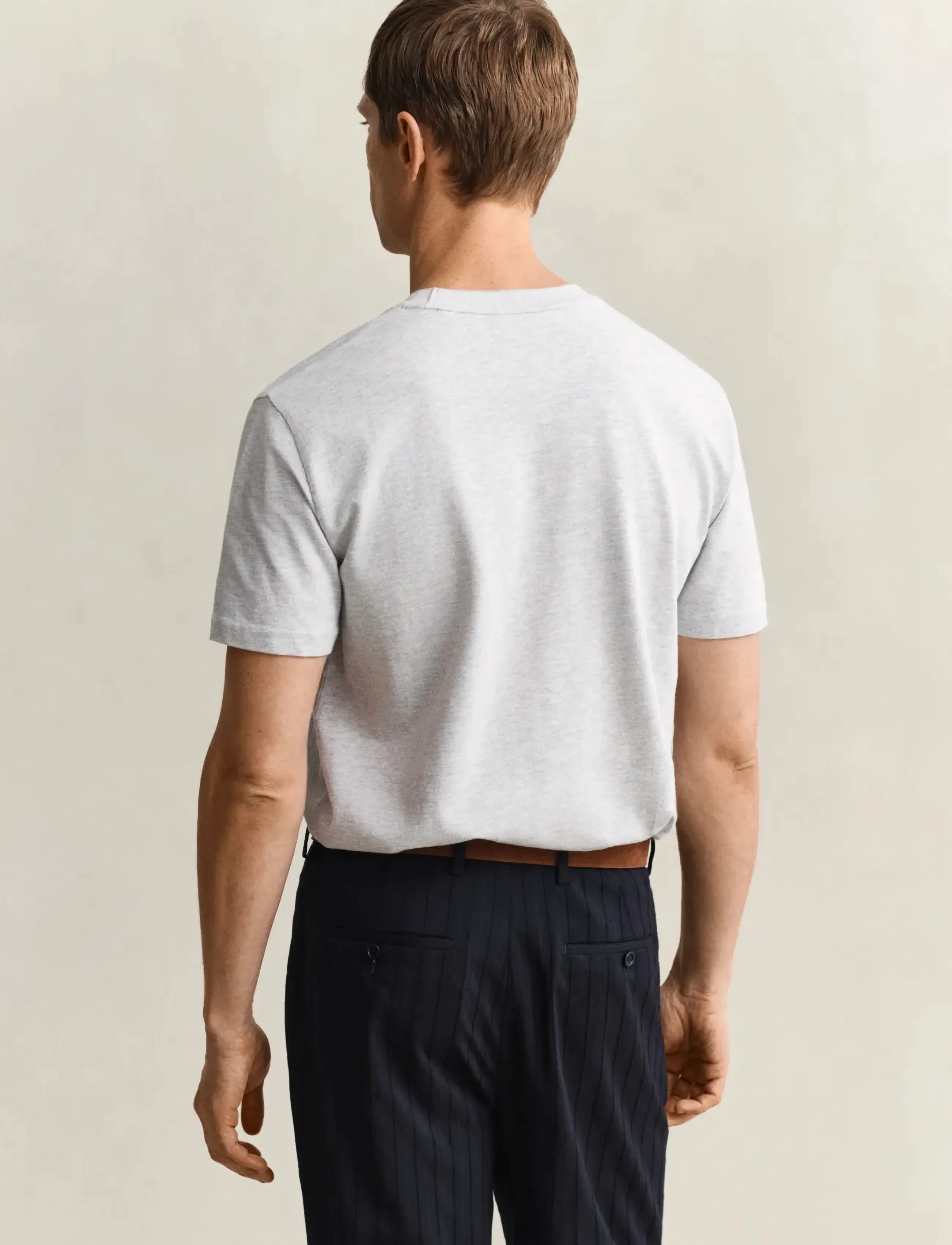 Gant - 2 TONE PIQUE SS TSHIRT - kortærmede t-shirts - grey melange - 2