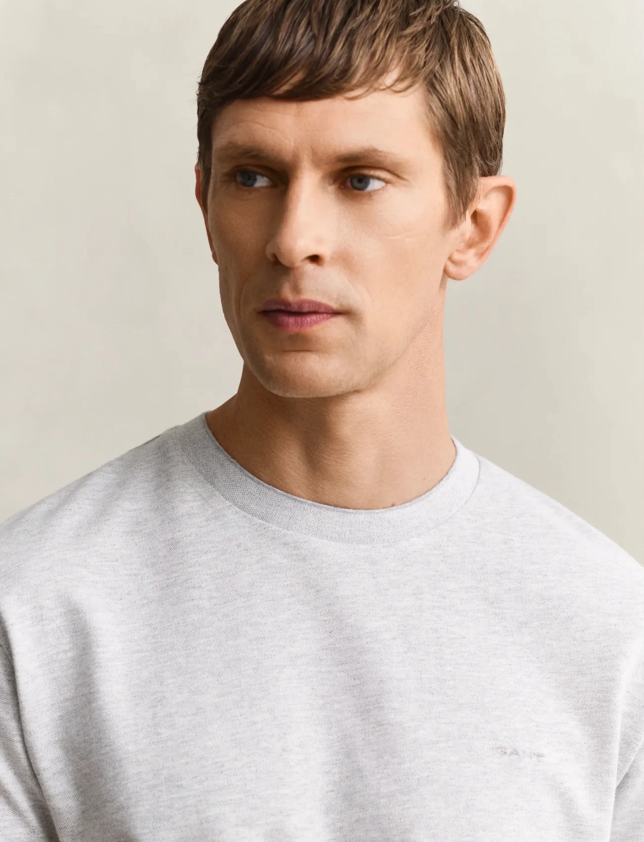 Gant - 2 TONE PIQUE SS TSHIRT - kortærmede t-shirts - grey melange - 3