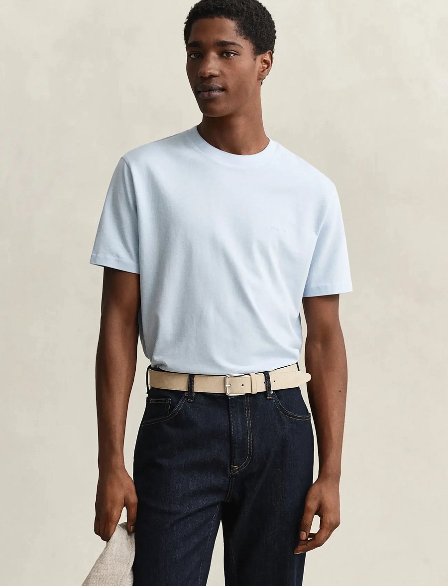 Gant - 2 TONE PIQUE SS TSHIRT - short-sleeved t-shirts - sky blue - 0