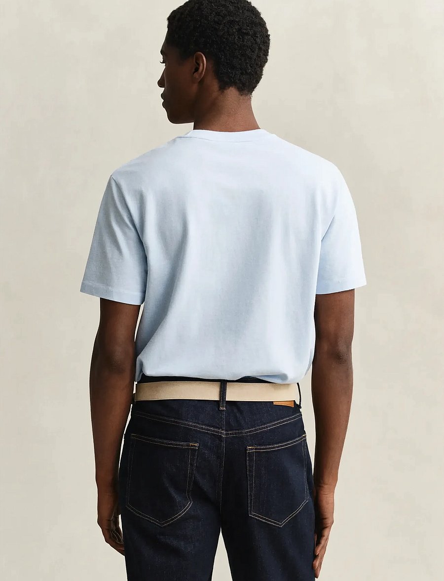 Gant - 2 TONE PIQUE SS TSHIRT - short-sleeved t-shirts - sky blue - 2