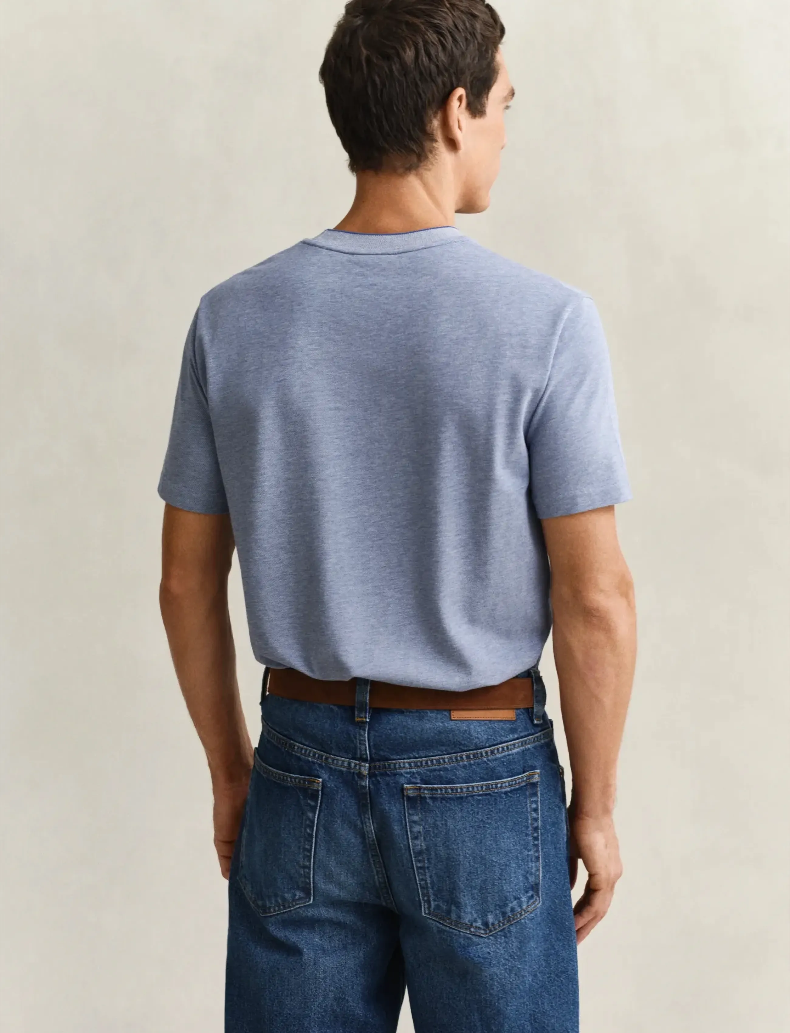 Gant - 2 TONE PIQUE SS TSHIRT - lühikeste varrukatega t-särgid - vintage blue - 2