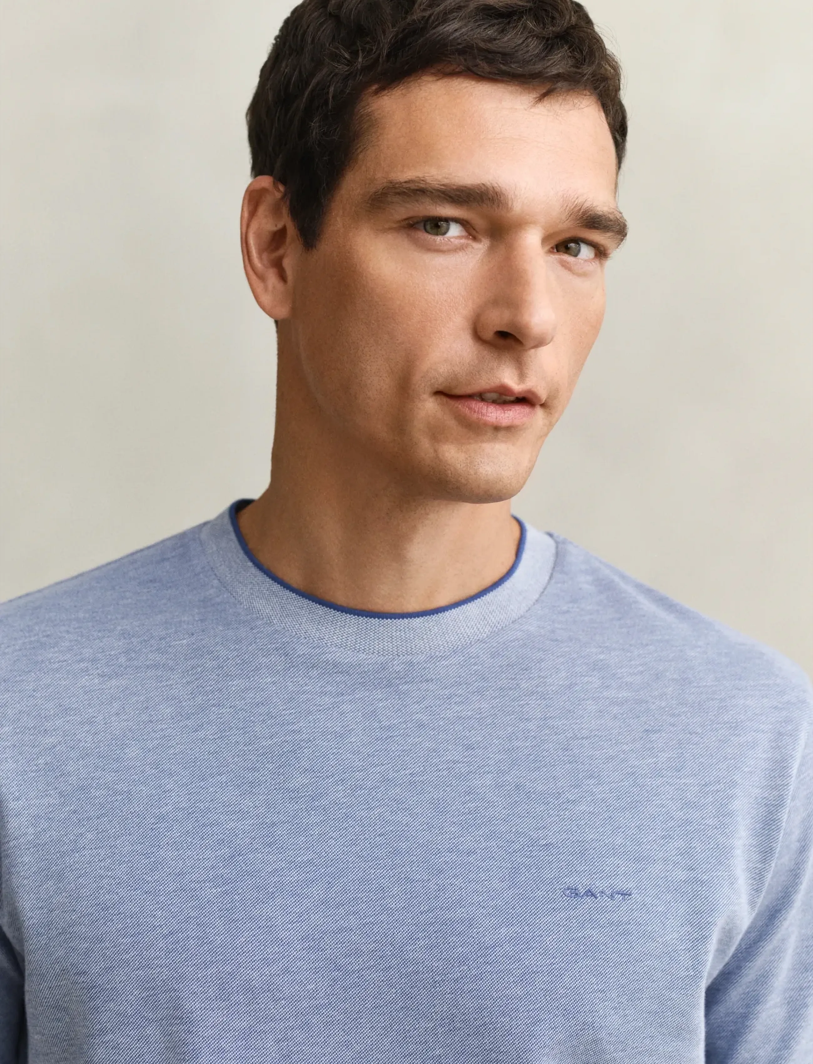 Gant - 2 TONE PIQUE SS TSHIRT - lühikeste varrukatega t-särgid - vintage blue - 3