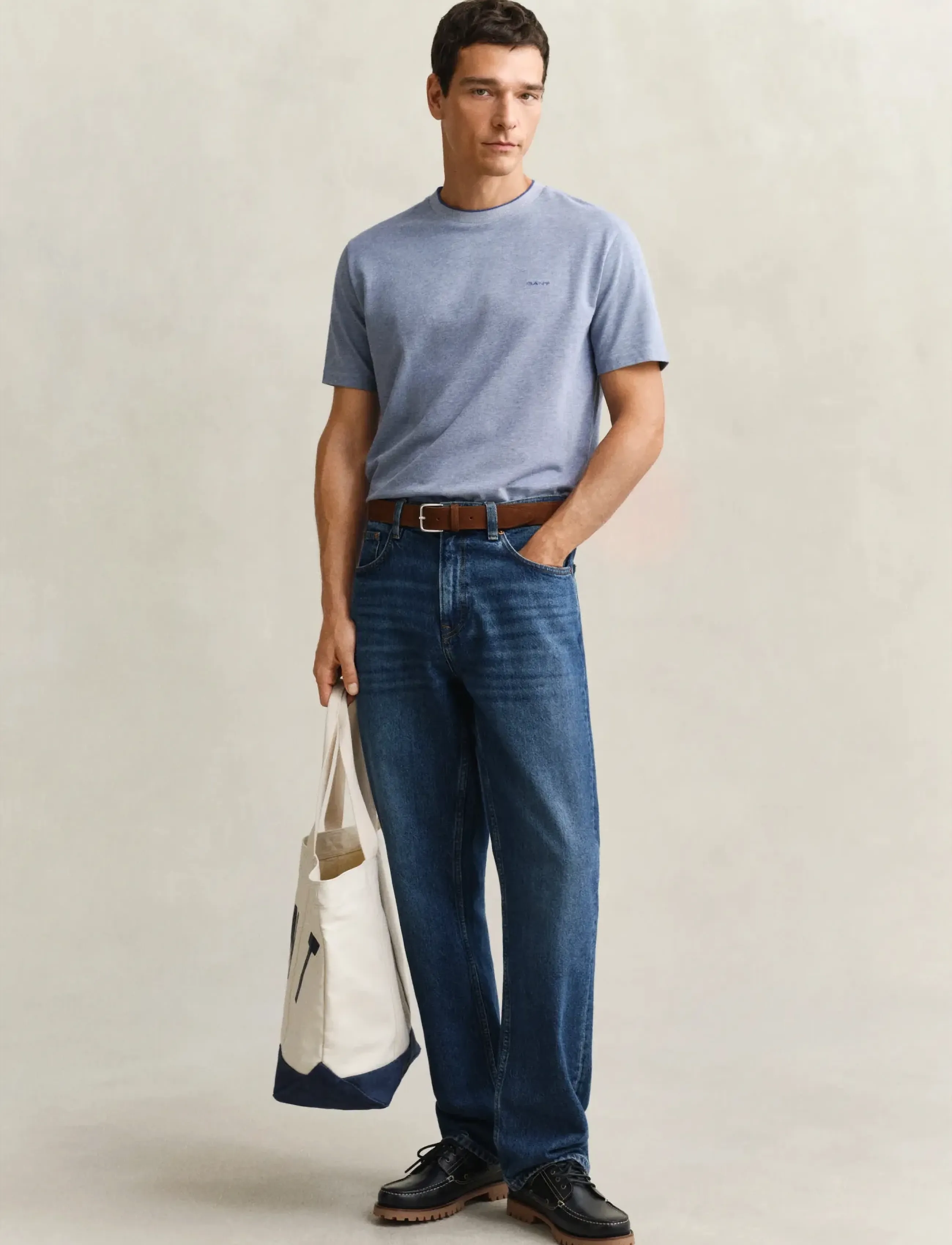Gant - 2 TONE PIQUE SS TSHIRT - lühikeste varrukatega t-särgid - vintage blue - 4