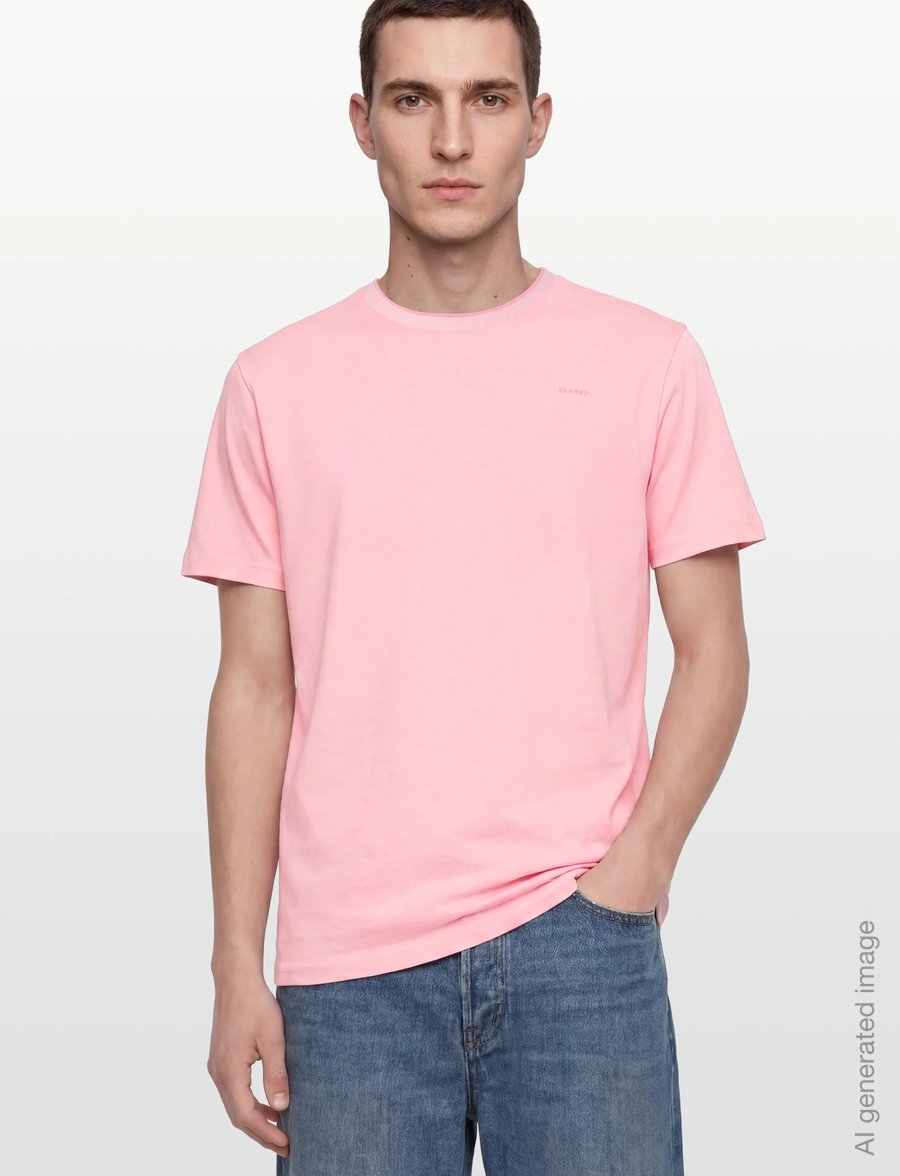 Gant - 2 TONE PIQUE SS TSHIRT - kortærmede t-shirts - washed pink - 3