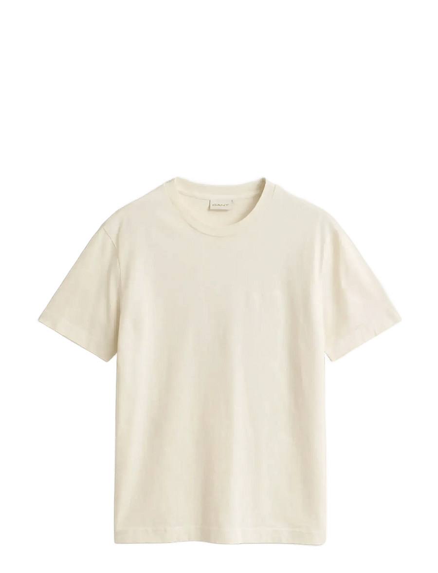 Gant - WASHED SLUB SS TSHIRT - short-sleeved t-shirts - cream - 1