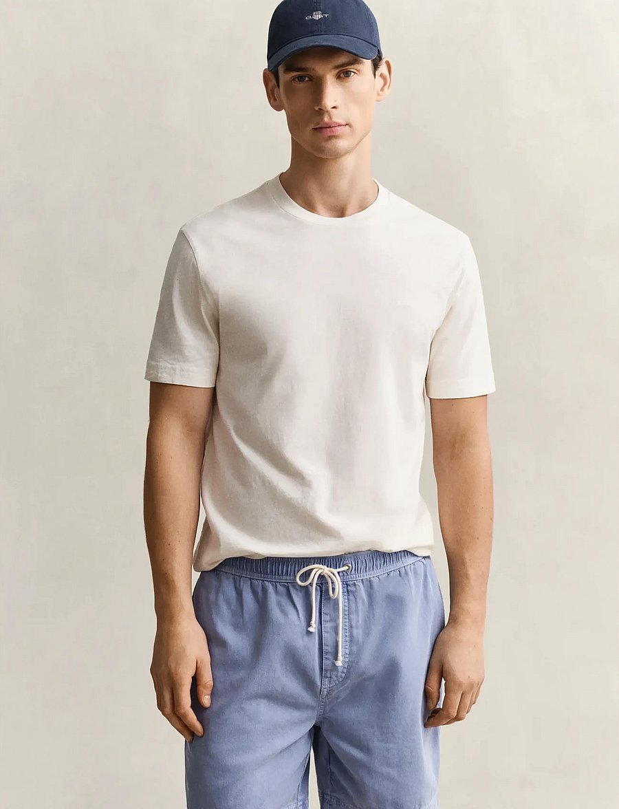 Gant - WASHED SLUB SS TSHIRT - short-sleeved t-shirts - cream - 0