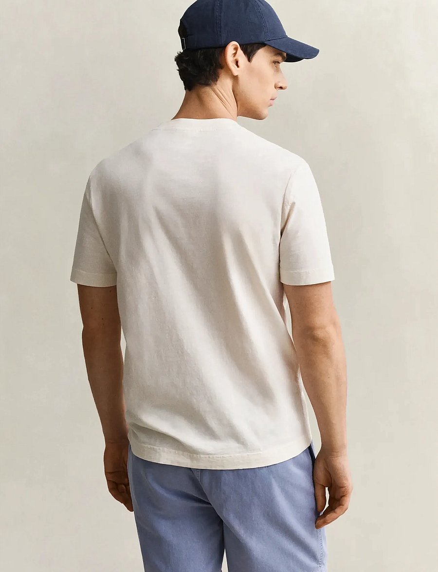 Gant - WASHED SLUB SS TSHIRT - short-sleeved t-shirts - cream - 2