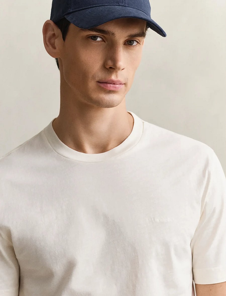 Gant - WASHED SLUB SS TSHIRT - short-sleeved t-shirts - cream - 3