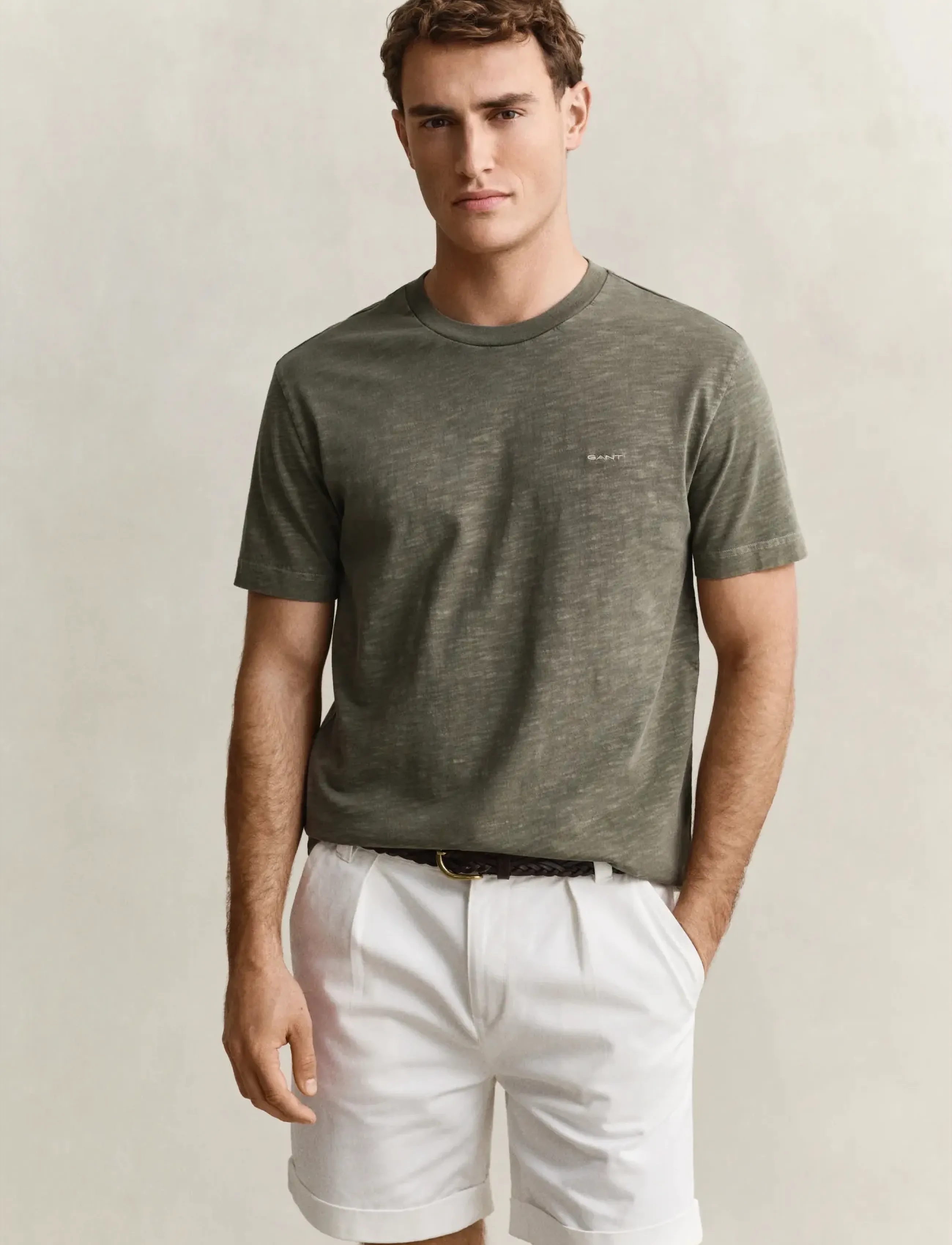 GANT WASHED SLUB SS TSHIRT - GANT - DRY HERB GREEN / khaki/green