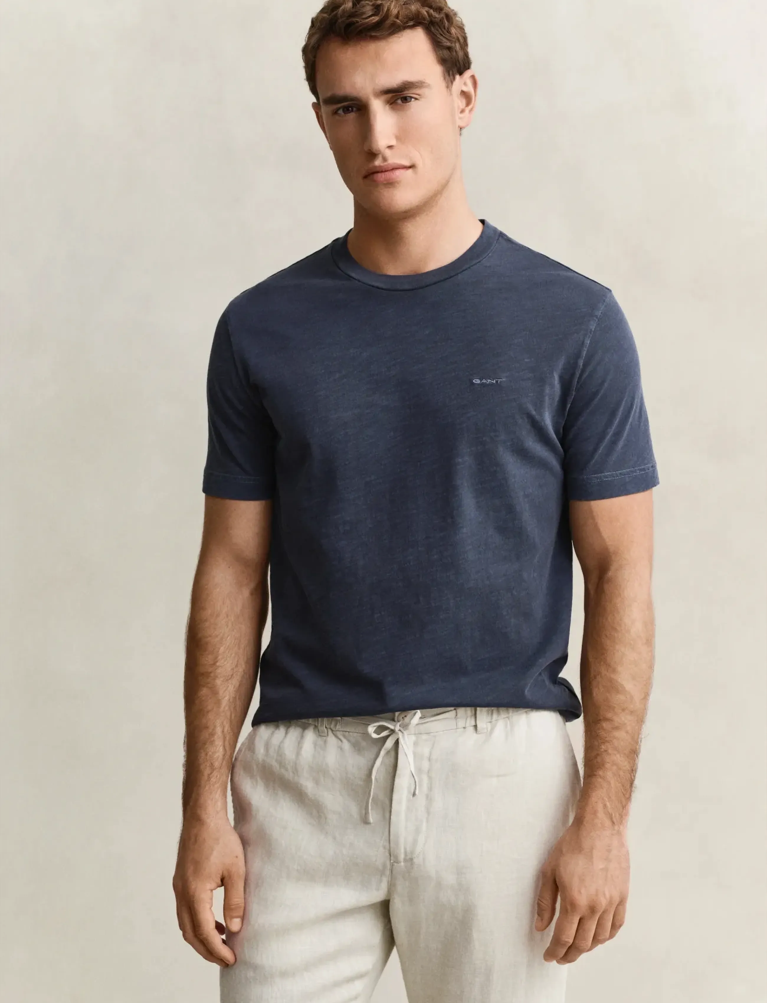 GANT WASHED SLUB SS TSHIRT - GANT - EVENING BLUE / navy