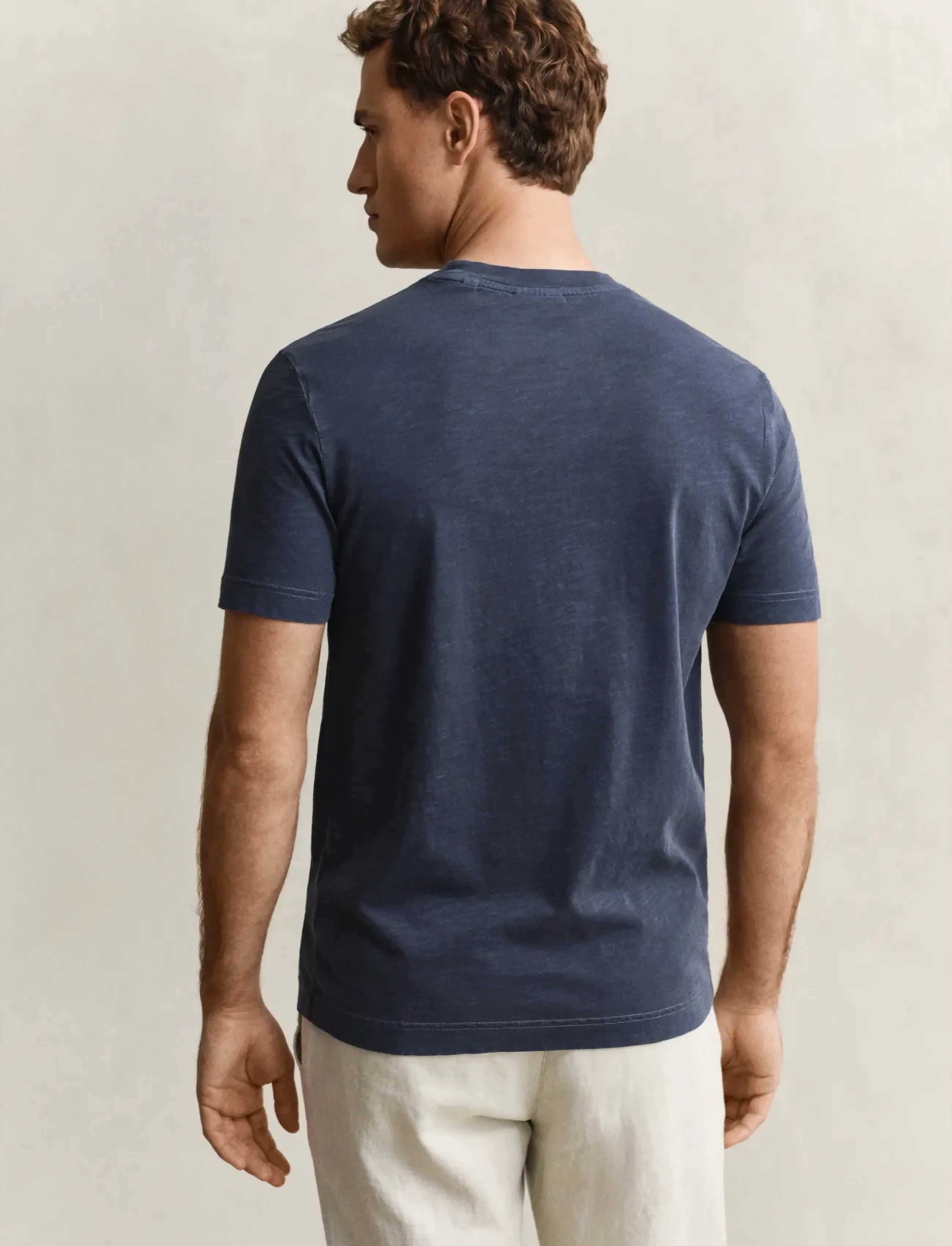 Gant - WASHED SLUB SS TSHIRT - kortärmade t-shirts - evening blue - 2
