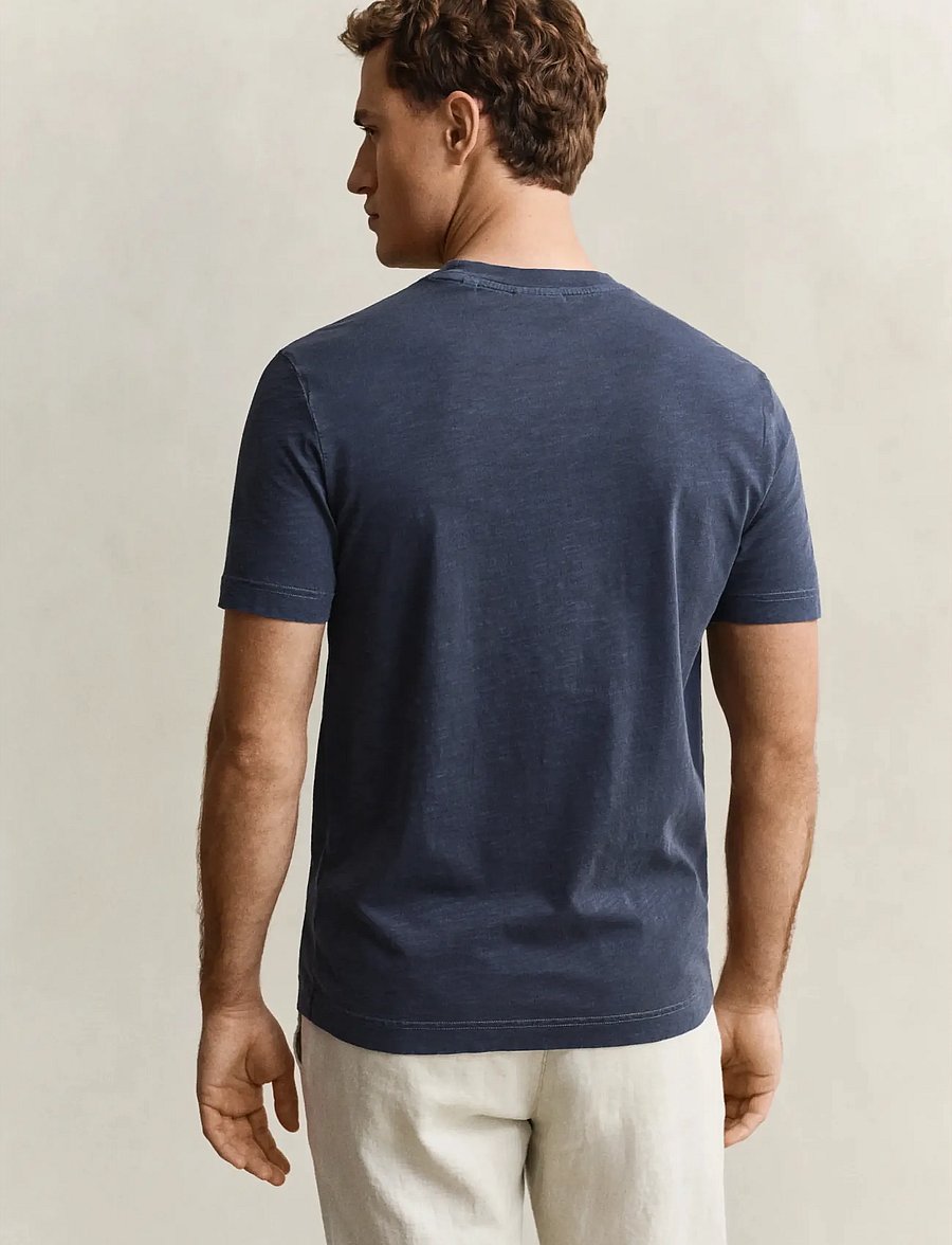 Gant - WASHED SLUB SS TSHIRT - kortærmede t-shirts - evening blue - 2