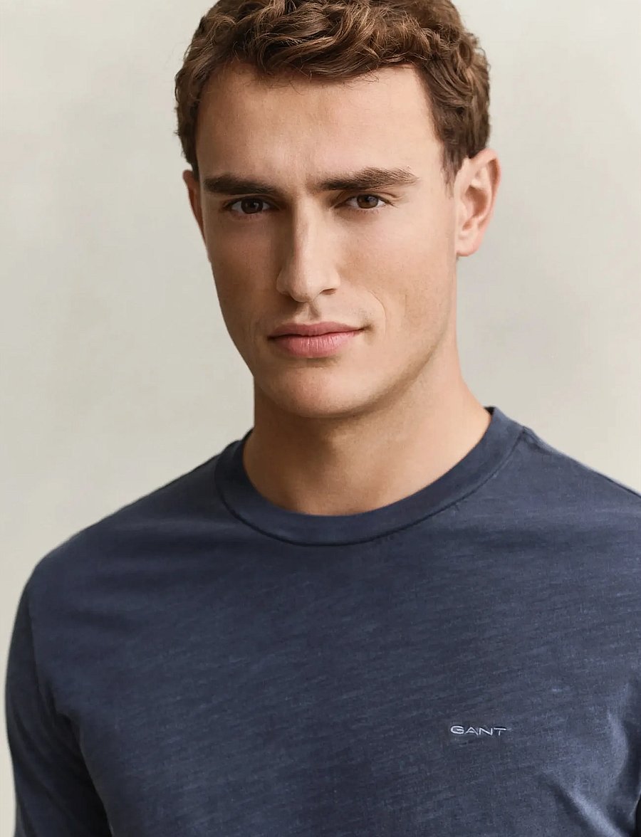 Gant - WASHED SLUB SS TSHIRT - kortærmede t-shirts - evening blue - 3
