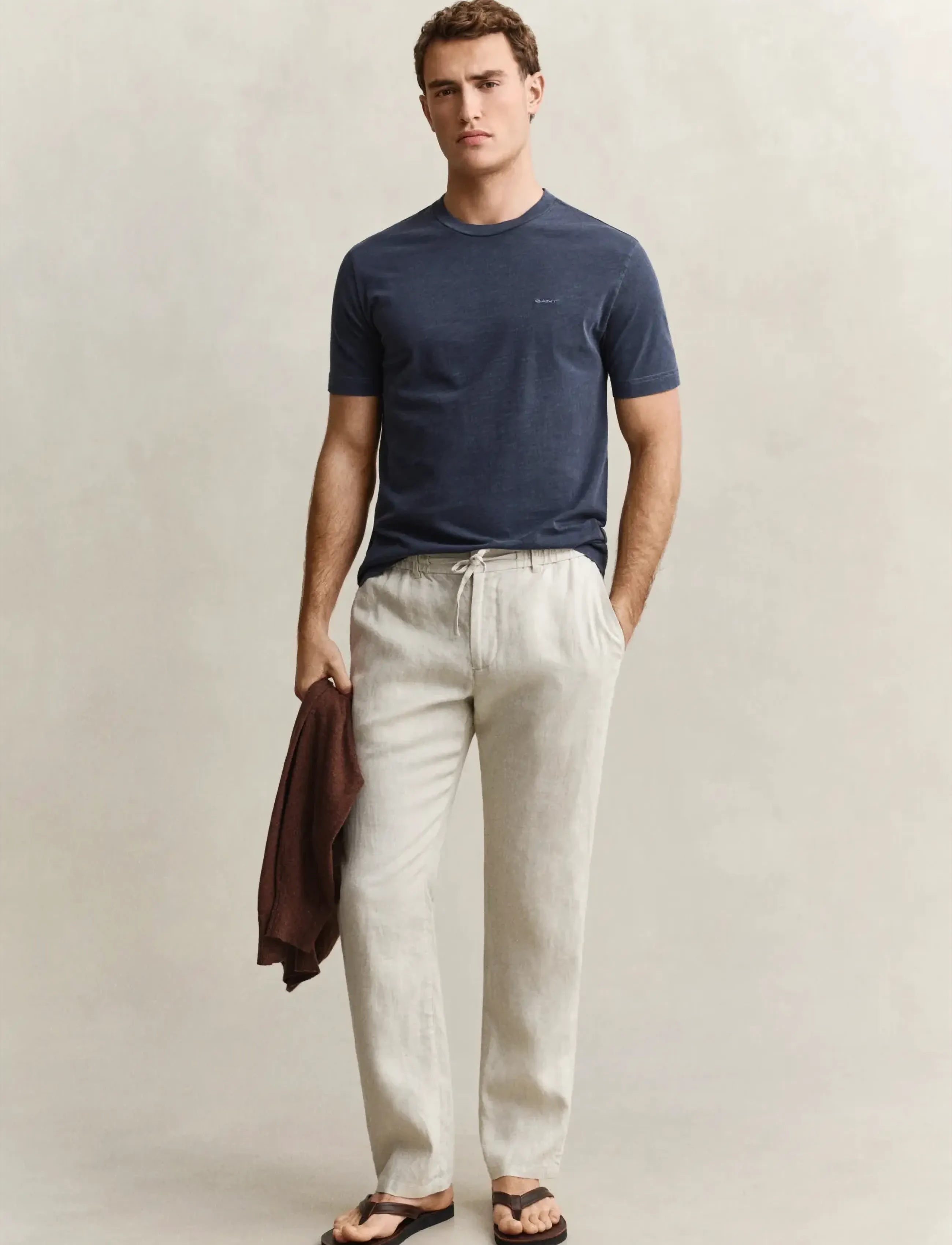 Gant - WASHED SLUB SS TSHIRT - kortärmade t-shirts - evening blue - 4
