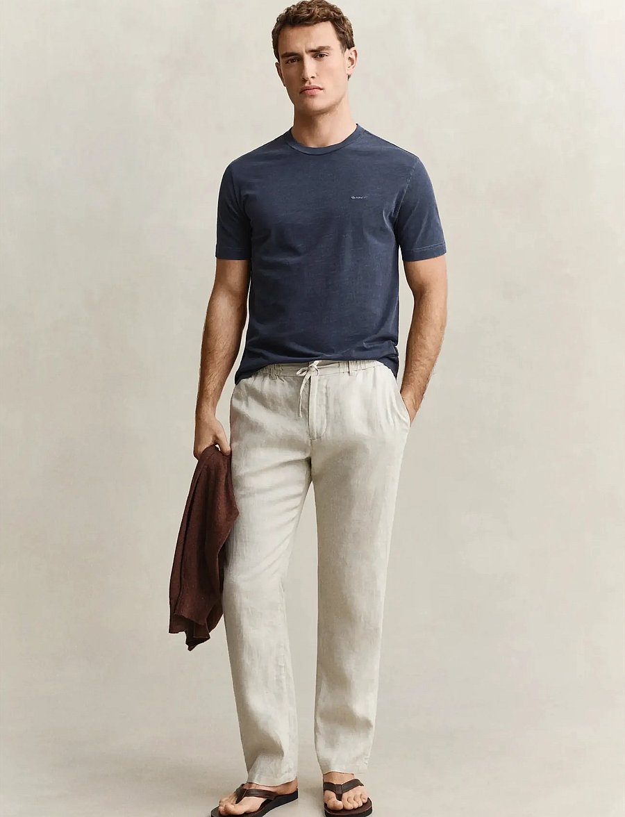 Gant - WASHED SLUB SS TSHIRT - kortærmede t-shirts - evening blue - 4