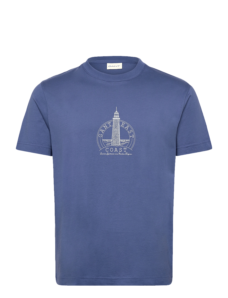 Gant - GRAPHIC SS TSHIRT - kurzärmelige t-shirts - vintage blue - 1