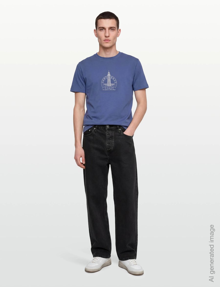 Gant - GRAPHIC SS TSHIRT - kurzärmelige t-shirts - vintage blue - 0
