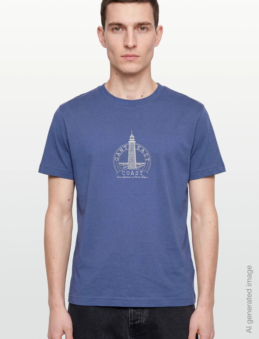 Gant - GRAPHIC SS TSHIRT - kurzärmelige t-shirts - vintage blue - 3