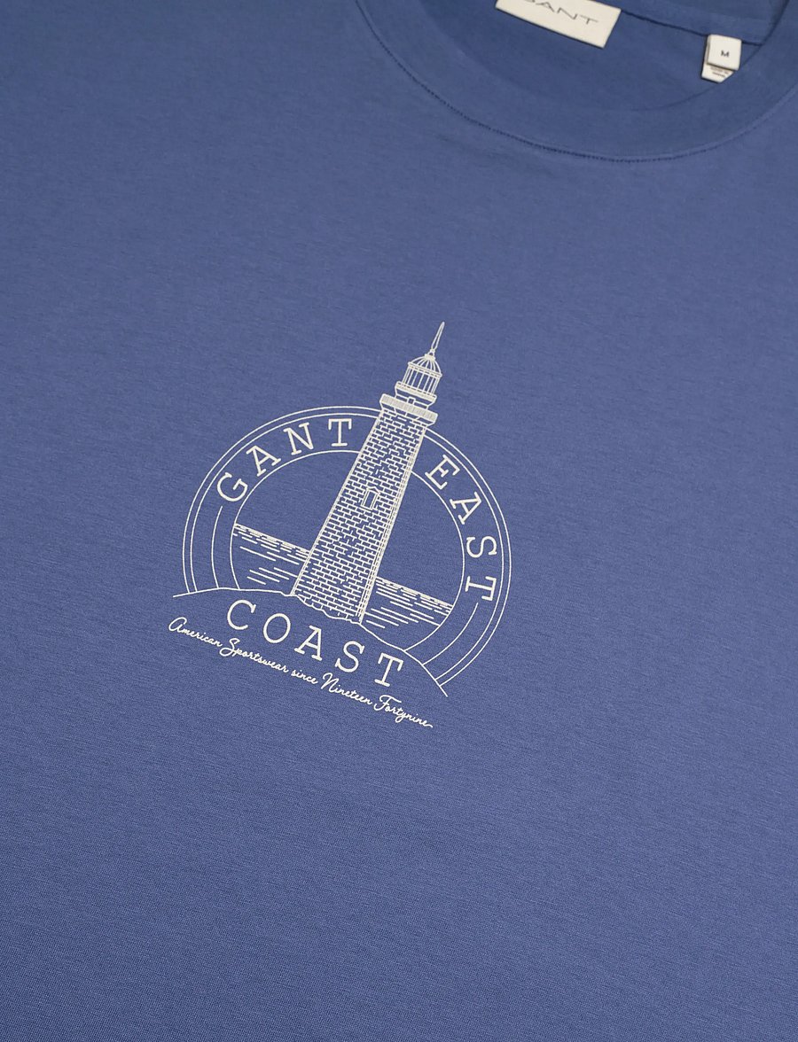 Gant - GRAPHIC SS TSHIRT - kurzärmelige t-shirts - vintage blue - 5
