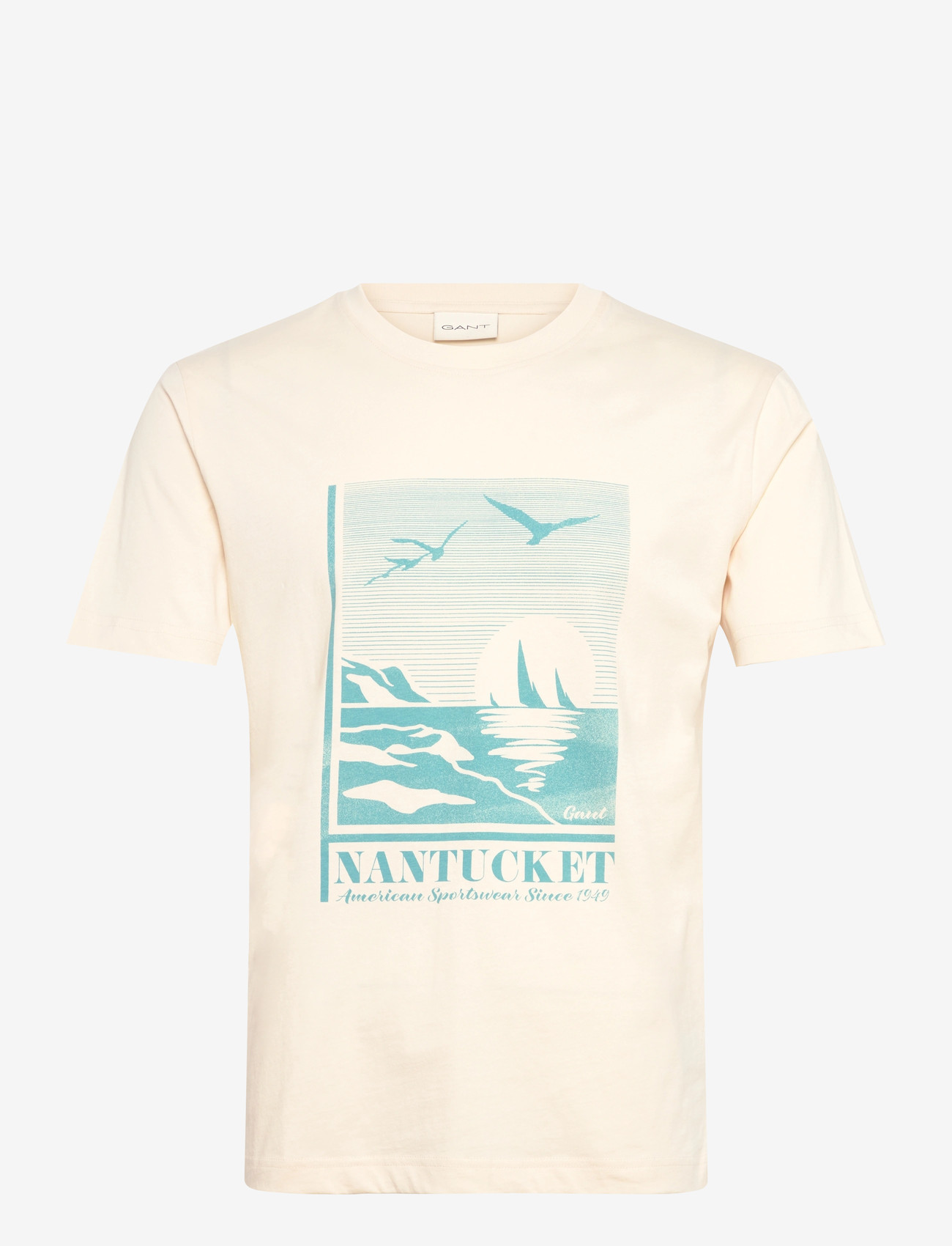 Gant - GRAPHIC SS TSHIRT - kortærmede t-shirts - creamed white - 1