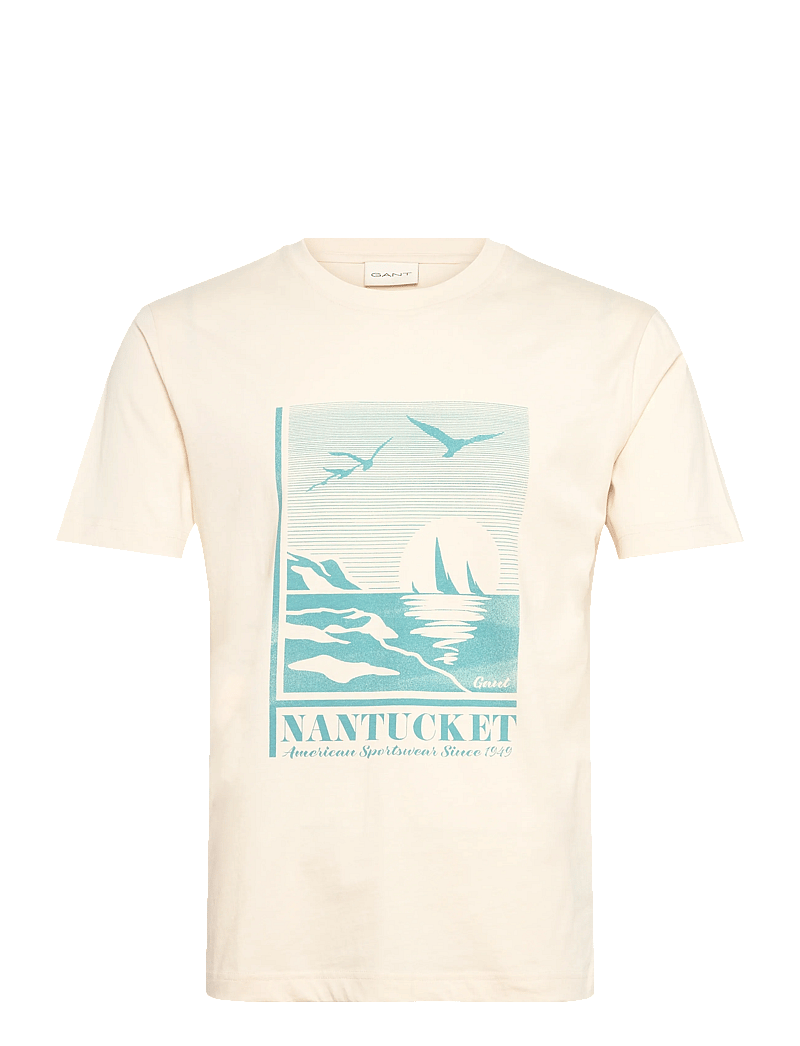 Gant - GRAPHIC SS TSHIRT - kortærmede t-shirts - creamed white - 1