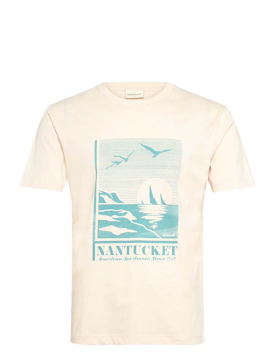 Gant - GRAPHIC SS TSHIRT - kurzärmelig - creamed white - 1