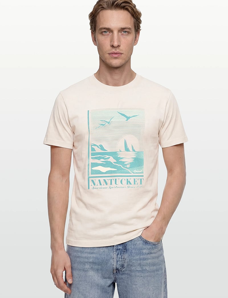 Gant - GRAPHIC SS TSHIRT - kortærmede t-shirts - creamed white - 3