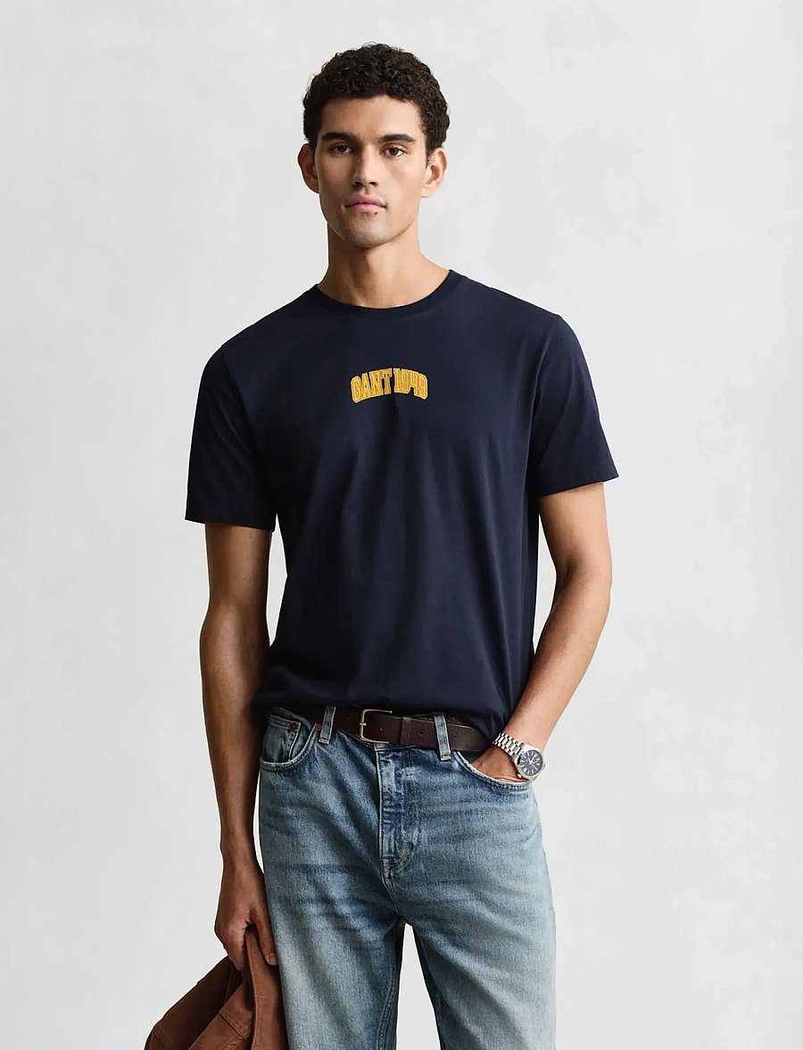 Gant - GRAPHIC SS TSHIRT - krótki rękaw - evening blue - 0