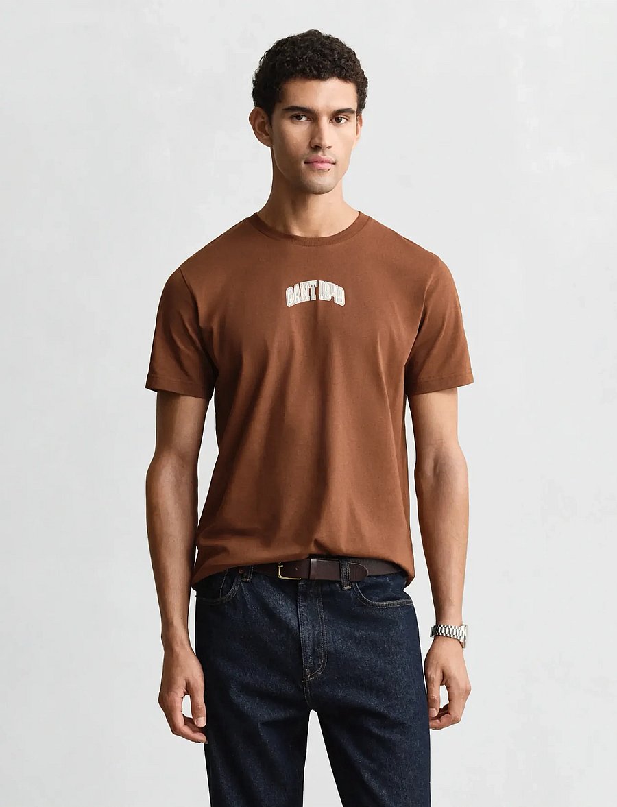 Gant - GRAPHIC SS TSHIRT - lühikeste varrukatega t-särgid - mahogany brown - 0