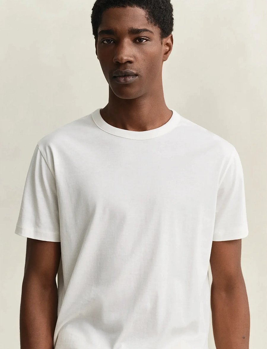 Gant - PIMA SS T-SHIRT - kortærmede t-shirts - eggshell - 3